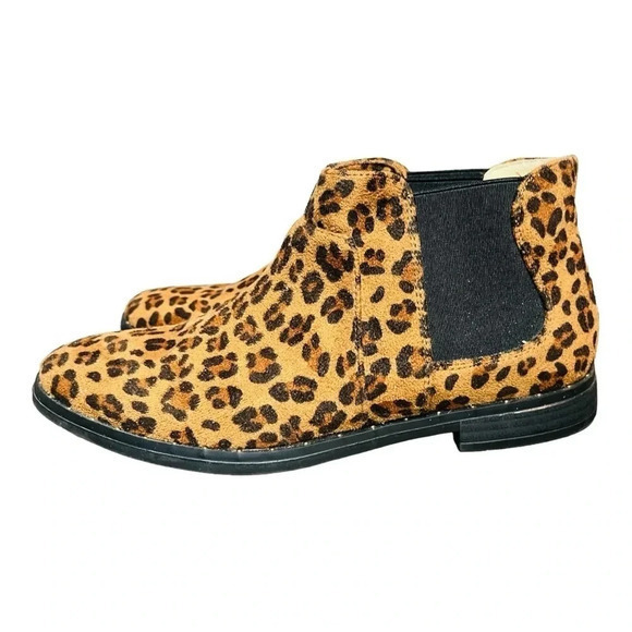 RESTRICTED LEOPARD ANIMAL PRINT SUEDE ANKLE BOOTS SLIP ON BOOTIES SIZE 7.5 - Picture 2 of 11